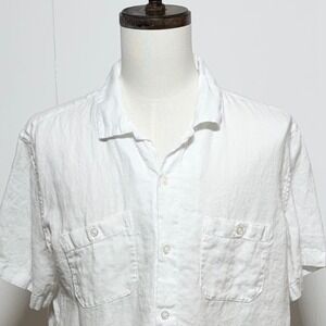 C&C California Shirt Mens XL White Linen Short Sleeve Button Up Beachy